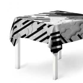 Скатерть 3D с принтом HEXAGON - Black and White в Екатеринбурге, 100% полиэстер (ткань не мнется и не растягивается) | Размер: 150*150 см | 