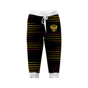 Детские брюки 3D с принтом RUSSIA - Multi-colored stripes в Екатеринбурге, 100% полиэстер | манжеты по низу, эластичный пояс регулируется шнурком, по бокам два кармана без застежек, внутренняя часть кармана из мелкой сетки | 