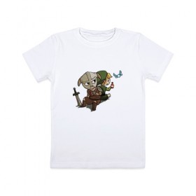 Детская футболка хлопок с принтом Skyim-Legend of Zelda в Екатеринбурге, 100% хлопок | круглый вырез горловины, полуприлегающий силуэт, длина до линии бедер | legend of zelda | довакин | зельда | линк | скайрим