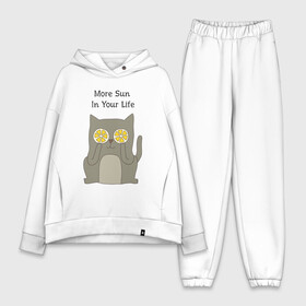 Женский костюм хлопок Oversize с принтом More Sun In Your Life в Екатеринбурге,  |  | cat | lemon | summer | кот | котэ | кошка | лето | лимон | солнце | сочный