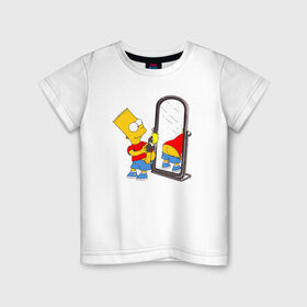 Детская футболка хлопок с принтом Bart Simpson в Екатеринбурге, 100% хлопок | круглый вырез горловины, полуприлегающий силуэт, длина до линии бедер | Тематика изображения на принте: bart simpson | арт | барт симпсон | зеркало | мультсериал | симпсоны | фотоаппарат