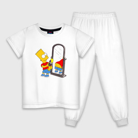 Детская пижама хлопок с принтом Bart Simpson в Екатеринбурге, 100% хлопок |  брюки и футболка прямого кроя, без карманов, на брюках мягкая резинка на поясе и по низу штанин
 | bart simpson | арт | барт симпсон | зеркало | мультсериал | симпсоны | фотоаппарат