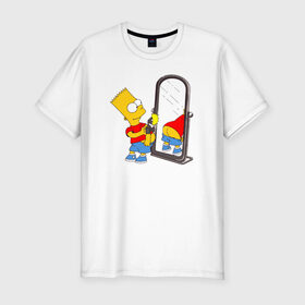 Мужская футболка премиум с принтом Bart Simpson в Екатеринбурге, 92% хлопок, 8% лайкра | приталенный силуэт, круглый вырез ворота, длина до линии бедра, короткий рукав | bart simpson | арт | барт симпсон | зеркало | мультсериал | симпсоны | фотоаппарат