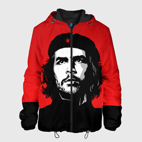 Мужская куртка 3D с принтом Che Guevara в Екатеринбурге, ткань верха — 100% полиэстер, подклад — флис | прямой крой, подол и капюшон оформлены резинкой с фиксаторами, два кармана без застежек по бокам, один большой потайной карман на груди. Карман на груди застегивается на липучку | 