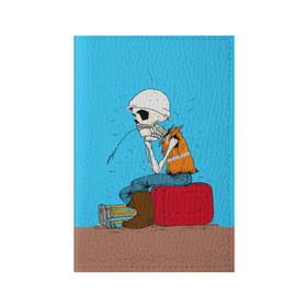 Обложка для паспорта матовая кожа с принтом Скелетон геодезист 3D в Екатеринбурге, натуральная матовая кожа | размер 19,3 х 13,7 см; прозрачные пластиковые крепления | surveyor | геодезист | геодезия | скелет | скелетон