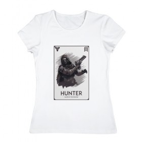 Женская футболка хлопок с принтом DESTINY-HUNTER в Екатеринбурге, 100% хлопок | прямой крой, круглый вырез горловины, длина до линии бедер, слегка спущенное плечо | destiny | hunter | охотник