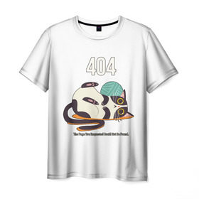 Мужская футболка 3D с принтом Ошибка 404 Not Found в Екатеринбурге, 100% полиэфир | прямой крой, круглый вырез горловины, длина до линии бедер | 