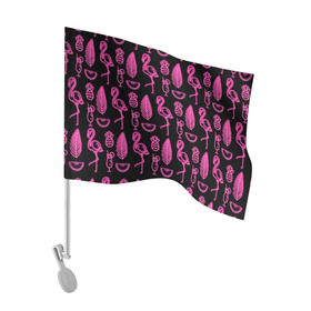 Флаг для автомобиля с принтом Светящийся фламинго в Екатеринбурге, 100% полиэстер | Размер: 30*21 см | африка | крылья | мода | прикольные | природа | птица | розовый | фламинго | цвет | яркие