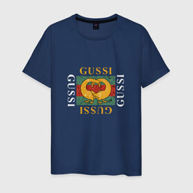 Мужская футболка хлопок с принтом GUSSI в Екатеринбурге, 100% хлопок | прямой крой, круглый вырез горловины, длина до линии бедер, слегка спущенное плечо. | 