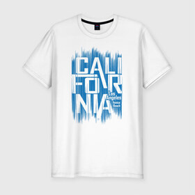 Мужская футболка премиум с принтом California в Екатеринбурге, 92% хлопок, 8% лайкра | приталенный силуэт, круглый вырез ворота, длина до линии бедра, короткий рукав | california | los angeles | америка | калифорния | лос анджелес | сша