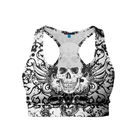 Женский спортивный топ 3D с принтом Grunge Skull в Екатеринбурге, 82% полиэстер, 18% спандекс Ткань безопасна для здоровья, позволяет коже дышать, не мнется и не растягивается |  | abstract | skull | абстракция | рисунок | узор | череп