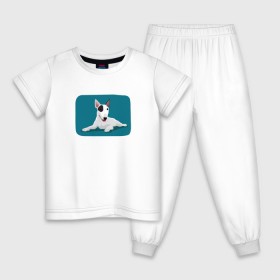 Детская пижама хлопок с принтом Бультерьер в Екатеринбурге, 100% хлопок |  брюки и футболка прямого кроя, без карманов, на брюках мягкая резинка на поясе и по низу штанин
 | 