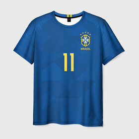 Мужская футболка 3D с принтом Coutinho away WC 2018 в Екатеринбурге, 100% полиэфир | прямой крой, круглый вырез горловины, длина до линии бедер | brazil | coutinho | cup champions | league | world | бразилия | коутиньо