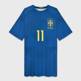 Платье-футболка 3D с принтом Coutinho away WC 2018 в Екатеринбурге,  |  | brazil | coutinho | cup champions | league | world | бразилия | коутиньо