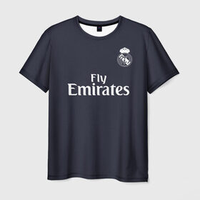 Мужская футболка 3D с принтом Bale away 18-19 в Екатеринбурге, 100% полиэфир | прямой крой, круглый вырез горловины, длина до линии бедер | Тематика изображения на принте: bale | champions | gareth | league | madrid | real | spain | бейл | гарет | испания | лига | мадрид | реал | чемпионов