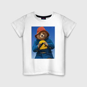 Детская футболка хлопок с принтом Паддингтон 2 в Екатеринбурге, 100% хлопок | круглый вырез горловины, полуприлегающий силуэт, длина до линии бедер | англия | вокзал | комедия | медведь | мультфильм | паддингтона 2 | фэнтези | шляпа