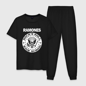 Мужская пижама хлопок с принтом Ramones в Екатеринбурге, 100% хлопок | брюки и футболка прямого кроя, без карманов, на брюках мягкая резинка на поясе и по низу штанин
 | группа | панк | рамон | рамонес | рамоунз | рамоунс | рок | хард