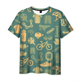 Мужская футболка 3D с принтом Велосипед Текстура в Екатеринбурге, 100% полиэфир | прямой крой, круглый вырез горловины, длина до линии бедер | байк | велик | вело | велосипед | велосипеды | велоспорт | с велосипедом | спорт