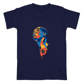 Мужская футболка хлопок с принтом Кевин Дюрант в Екатеринбурге, 100% хлопок | прямой крой, круглый вырез горловины, длина до линии бедер, слегка спущенное плечо. | Тематика изображения на принте: 