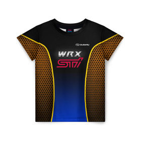 Детская футболка 3D с принтом Subaru WRX STI в Екатеринбурге, 100% гипоаллергенный полиэфир | прямой крой, круглый вырез горловины, длина до линии бедер, чуть спущенное плечо, ткань немного тянется | impreza | pro | sport | sti | subaru | wrx | врикс | врх | импреза | логотип | сетка | соты | субарик | субару