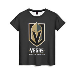 Женская футболка 3D с принтом Vegas Golden Knights в Екатеринбурге, 100% полиэфир ( синтетическое хлопкоподобное полотно) | прямой крой, круглый вырез горловины, длина до линии бедер | 