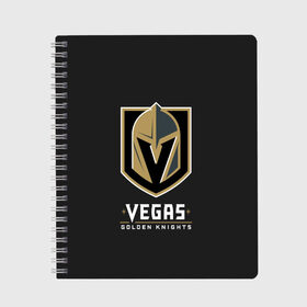 Тетрадь с принтом Vegas Golden Knights в Екатеринбурге, 100% бумага | 48 листов, плотность листов — 60 г/м2, плотность картонной обложки — 250 г/м2. Листы скреплены сбоку удобной пружинной спиралью. Уголки страниц и обложки скругленные. Цвет линий — светло-серый
 | 