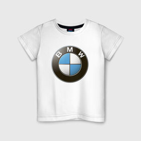 Детская футболка хлопок с принтом BMW в Екатеринбурге, 100% хлопок | круглый вырез горловины, полуприлегающий силуэт, длина до линии бедер | bmw | logo | бмв | логотип бмв