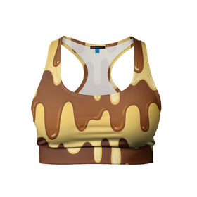 Женский спортивный топ 3D с принтом Тающий Шоколад в Екатеринбурге, 82% полиэстер, 18% спандекс Ткань безопасна для здоровья, позволяет коже дышать, не мнется и не растягивается |  | 