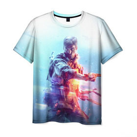 Мужская футболка 3D с принтом Battlefield 5 Man в Екатеринбурге, 100% полиэфир | прямой крой, круглый вырез горловины, длина до линии бедер | battlefield | battlefield5 | battlefieldv | батла | батлфилд | батлфилд5 | игра