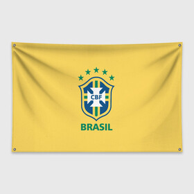 Флаг-баннер с принтом Сборная Бразилии в Екатеринбурге, 100% полиэстер | размер 67 х 109 см, плотность ткани — 95 г/м2; по краям флага есть четыре люверса для крепления | сборная бразилии | футбол