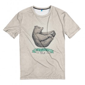 Мужская футболка 3D с принтом Утренняя Йога в Екатеринбурге, 100% полиэфир | прямой крой, круглый вырез горловины, длина до линии бедер | 