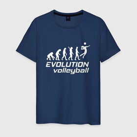 Мужская футболка хлопок с принтом Evoluon volleyball в Екатеринбурге, 100% хлопок | прямой крой, круглый вырез горловины, длина до линии бедер, слегка спущенное плечо. | evoluon | volleyball |  эволюция | волейбол