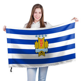 Флаг 3D с принтом Сборная Уругвая по футболу в Екатеринбурге, 100% полиэстер | плотность ткани — 95 г/м2, размер — 67 х 109 см. Принт наносится с одной стороны | 