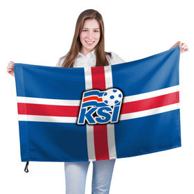 Флаг 3D с принтом Сборная Исландии флаг в Екатеринбурге, 100% полиэстер | плотность ткани — 95 г/м2, размер — 67 х 109 см. Принт наносится с одной стороны | 