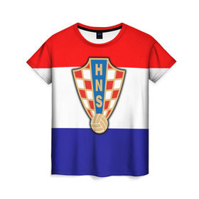 Женская футболка 3D с принтом Сборная Хорватии флаг в Екатеринбурге, 100% полиэфир ( синтетическое хлопкоподобное полотно) | прямой крой, круглый вырез горловины, длина до линии бедер | европы | хорватия | чемпионат мира | чм