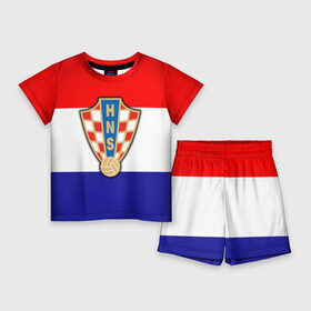 Детский костюм с шортами 3D с принтом Сборная Хорватии флаг в Екатеринбурге,  |  | европы | хорватия | чемпионат мира | чм