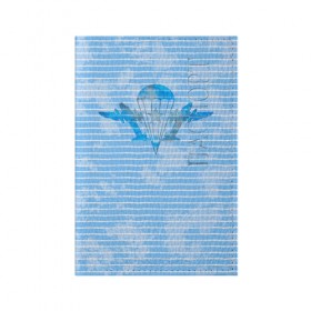 Обложка для паспорта матовая кожа с принтом ВДВ в Екатеринбурге, натуральная матовая кожа | размер 19,3 х 13,7 см; прозрачные пластиковые крепления | Тематика изображения на принте: вдв | голубая | никто кроме нас | парашют | полоски | самолеты | тельняшка