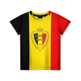 Детская футболка 3D с принтом Сборная Бельгии флаг в Екатеринбурге, 100% гипоаллергенный полиэфир | прямой крой, круглый вырез горловины, длина до линии бедер, чуть спущенное плечо, ткань немного тянется | бельгия | европы | мира | чемпионат | чм