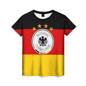 Женская футболка 3D с принтом Сборная Германии флаг в Екатеринбурге, 100% полиэфир ( синтетическое хлопкоподобное полотно) | прямой крой, круглый вырез горловины, длина до линии бедер | германия | европы | мира | чемпионат | чм