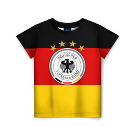 Детская футболка 3D с принтом Сборная Германии флаг в Екатеринбурге, 100% гипоаллергенный полиэфир | прямой крой, круглый вырез горловины, длина до линии бедер, чуть спущенное плечо, ткань немного тянется | германия | европы | мира | чемпионат | чм