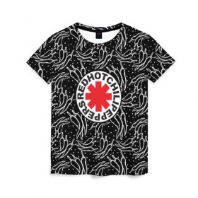 Женская футболка 3D с принтом Red Hot Chili Peppers в Екатеринбурге, 100% полиэфир ( синтетическое хлопкоподобное полотно) | прямой крой, круглый вырез горловины, длина до линии бедер | red hot chili peppers | rhcp | перцы | ред хот чили пепперс | рхчп | рэд