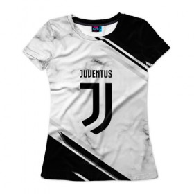 Женская футболка 3D с принтом Juventus 2018 в Екатеринбурге, 100% полиэфир ( синтетическое хлопкоподобное полотно) | прямой крой, круглый вырез горловины, длина до линии бедер | football | soccer | ювентус
