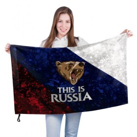 Флаг 3D с принтом Roaring Bear в Екатеринбурге, 100% полиэстер | плотность ткани — 95 г/м2, размер — 67 х 109 см. Принт наносится с одной стороны | 
