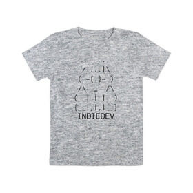 Детская футболка хлопок с принтом Indiedev cat text в Екатеринбурге, 100% хлопок | круглый вырез горловины, полуприлегающий силуэт, длина до линии бедер | artalasky | cat | gamedev | gamer | indie | label | pixel | pixelart | retro | арталаски | инди | кот | пиксели | пиксельарт | ретро