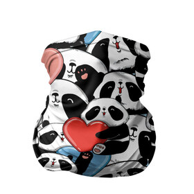 Бандана-труба 3D с принтом Пандяшки в Екатеринбурге, 100% полиэстер, ткань с особыми свойствами — Activecool | плотность 150‒180 г/м2; хорошо тянется, но сохраняет форму | baby | cute | fun | gift | happy | heart | panda | paw | smile | белый | красный | лапа | малыш | милый | мягкий | нежный | няшный | панда | подарок | радость | розовый | сердце | счастье | сюрприз | улыбка | черный
