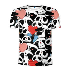 Мужская футболка 3D спортивная с принтом Пандяшки в Екатеринбурге, 100% полиэстер с улучшенными характеристиками | приталенный силуэт, круглая горловина, широкие плечи, сужается к линии бедра | baby | cute | fun | gift | happy | heart | panda | paw | smile | белый | красный | лапа | малыш | милый | мягкий | нежный | няшный | панда | подарок | радость | розовый | сердце | счастье | сюрприз | улыбка | черный