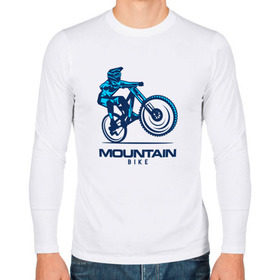 Мужской лонгслив хлопок с принтом Велосипед в Екатеринбурге, 100% хлопок |  | Тематика изображения на принте: downhill | байк | велосипед | велоспорт | горный | горы | спорт