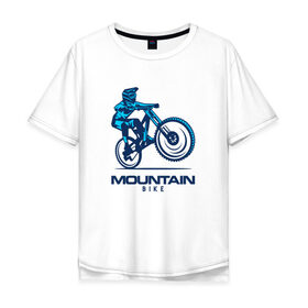 Мужская футболка хлопок Oversize с принтом Велосипед в Екатеринбурге, 100% хлопок | свободный крой, круглый ворот, “спинка” длиннее передней части | Тематика изображения на принте: downhill | байк | велосипед | велоспорт | горный | горы | спорт