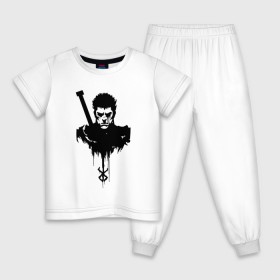 Детская пижама хлопок с принтом Берсерк. Гатс. Черный мечник. в Екатеринбурге, 100% хлопок |  брюки и футболка прямого кроя, без карманов, на брюках мягкая резинка на поясе и по низу штанин
 | 