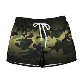 Женские шорты 3D с принтом Camouflage - Series 3 (Shorts,Pants) в Екатеринбурге, 100% полиэстер | прямой крой, два кармана без застежек по бокам. Мягкая трикотажная резинка на поясе, внутри которой широкие завязки. Длина до середины бедра | 0x000000123 | camo | green | зелёный | камуфляж | спорт